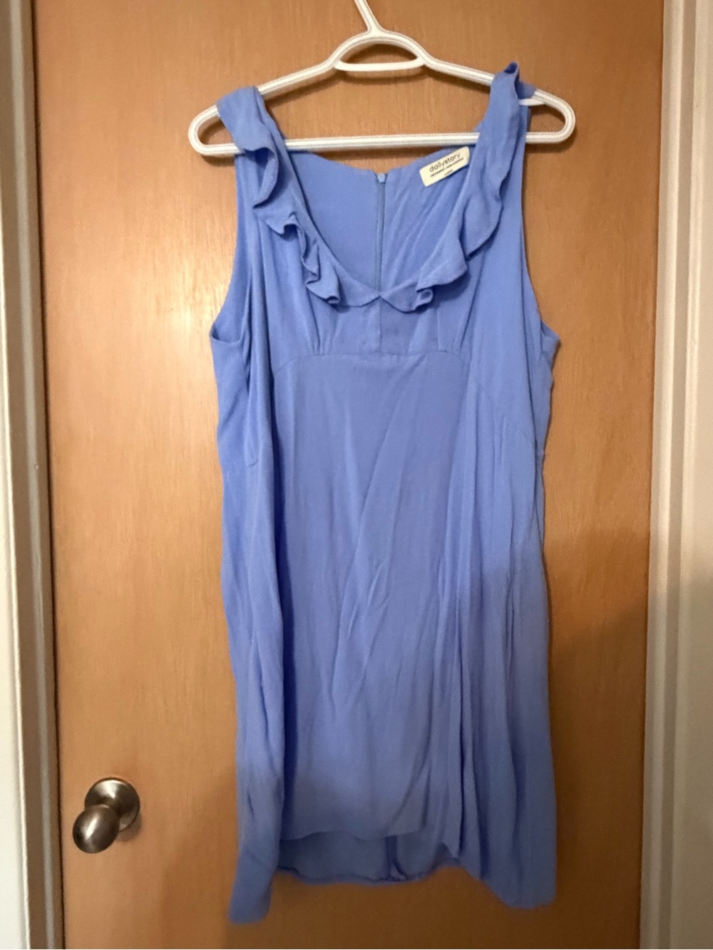 Light Blue Ruffle Neck Mini Dress